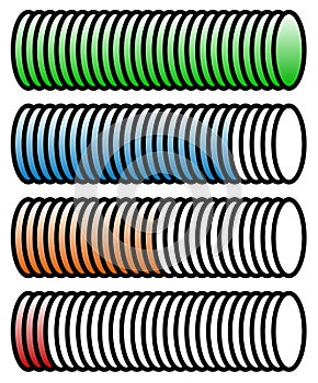 Level, progress indicators with levels in sequence from low to h
