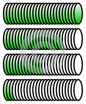 Level, progress indicators with levels in sequence from low to h