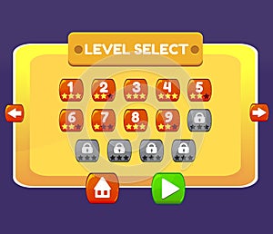 Level Select game menu interface panels ui buttons