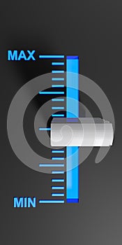 Level selector on a black control panel - 3D rendering