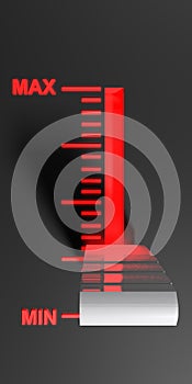 Level selector on a black control panel - 3D rendering