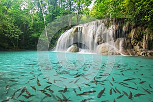 Level two of Erawan Waterfall in Kanchanaburi Province, Thailand