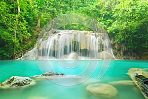 Level two of Erawan Waterfall in Kanchanaburi Province, Thailand