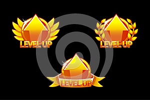 Level UP icon, Game golden icons. Graphical user interface GUI to build 2D games. Casual Game. Can be used in mobile or