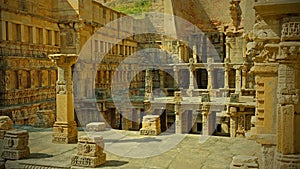 Levels within the ancient stepwell at Pathan in Gujarat, India photo