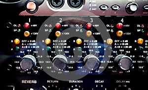 Levels and knobs on professional electronic audio equipment