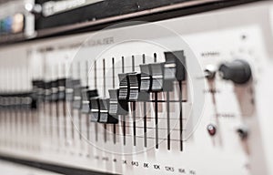 Levels on professional electronic equalizer audio equipment