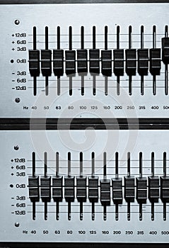 Levels on professional electronic equalizer audio equipment