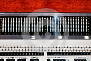 Levels on professional studio multitrack mixer audio equipment