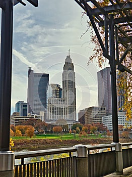 The LeVeque Tower Columbus ohio USA seen from the Scioto mile walkway