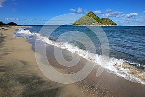 Levera Beach on Grenada Island with a view of Sugar Loaf Island, Grenada