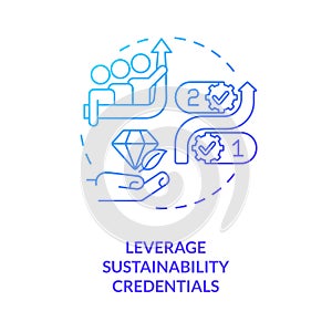 Leverage sustainability credentials blue gradient concept icon