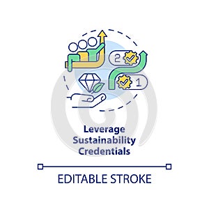 Leverage sustainability credentials concept icon