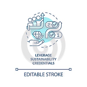 Leverage sustainability credentials turquoise concept icon