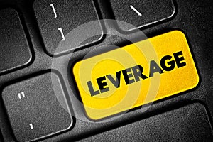 Leverage text button on keyboard, business concept background