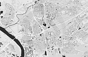 Leverkusen map, Germany. Grayscale city map, vector streetmap