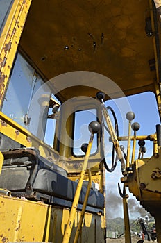 Levers of a road grader