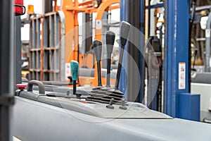 Levers wheel control in cabin forklift truck