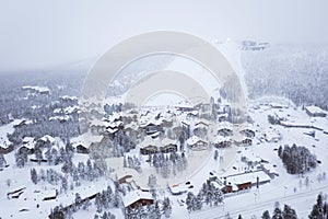 Levi ski town winter blizzard 01