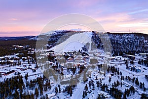 Levi ski village, winter evening