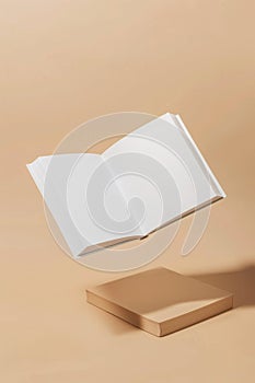 Levitating Open Book on Pastel Background - Conceptual Imagery photo