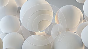 Levitating white soft spheres 3D rendering illustration