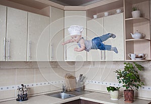 levitation of human effect. the boy