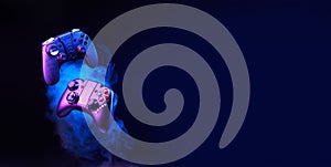 Levitation of two controller joysticks.