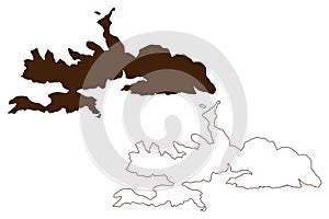 Levitha island Hellenic Republic, Greece, Greek island, Dodecanese Archipelago map vector illustration, scribble sketch