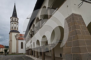 Levoca Old Town Hall with Saint James Basilica tower, Slovakia