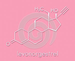 Levonorgestrel contraceptive pill drug molecule. Skeletal formula.