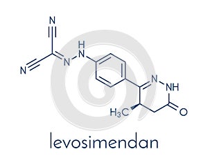 Levosimendan heart failure drug molecule. Skeletal formula.
