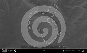 Levski outlined, Bulgaria. Grayscale