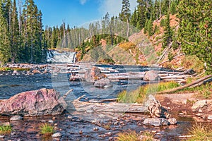 Lewis falls in Yellowstone National Park.Wyoming.USA
