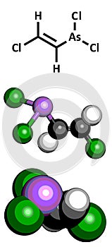 Lewisite chemical weapon molecule. Lewisite is an organoarsenic compound