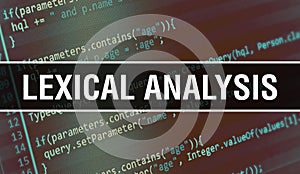 Lexical analysis concept illustration using code for developing programs and app. Lexical analysis website code with colorful tags