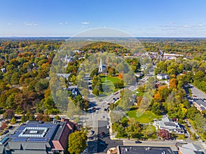 Lexington aerial view in fall, MA, USA