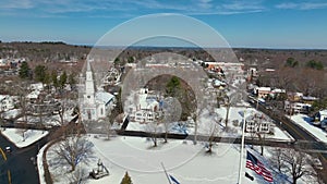Lexington town in winter, Massachusetts, USA