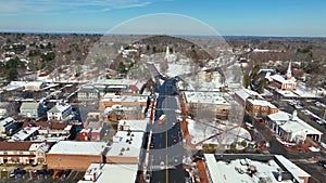 Lexington town in winter, Massachusetts, USA