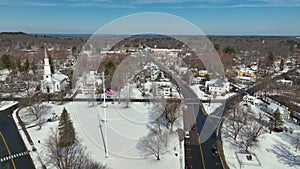 Lexington town in winter, Massachusetts, USA