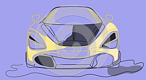 Lexus. Vector. One-line drawing. Additional color accents.