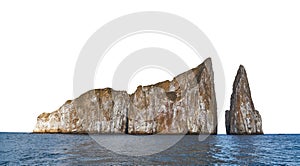 LeÃÂ³n Dormido in English : Kicker Rock isolated on white background. San CristÃÂ³bal, Galapagos. photo