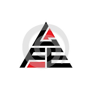 LFE triangle letter logo design with triangle shape. LFE triangle logo design monogram. LFE triangle vector logo template with red