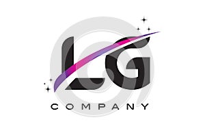 LG L G Black Letter Logo Design with Purple Magenta Swoosh photo
