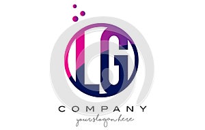 LG L G Circle Letter Logo Design with Purple Dots Bubbles photo