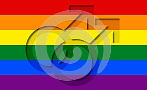 LGBT community, flag. The doubled male sign. Illustration. The symbol of gay male.