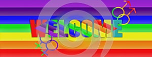 LGBT Concept Rainbow symbols of welcome, rights and equality of include lesbian, gay, bisexual and transgender groups, banner