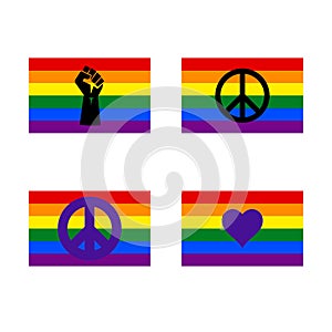 LGBT flag for gay, lesbian, bisexual, transgender, asexual, intersexual and queer relationship, love or sexuality rights photo