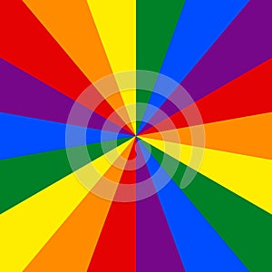 LGBT flag. Rainbow background. Abstract sunburst or sunbeams pattern