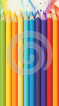 LGBT flag recreated from multicolored pens on rainbow background